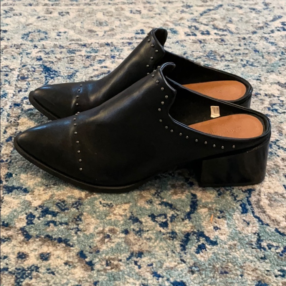 Black studded mule 2in heel. Worn handful of times